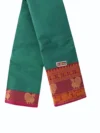 Naryanpet Pure Cotton saree dual shade of green color and small hand woven buttas with Zari kaddi Border