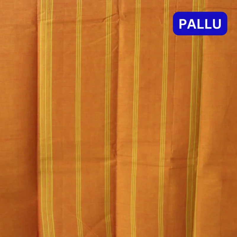 Naryanpet Pure Cotton saree dual shade of brick color and small hand woven buttas with Zari Jaquard Border - Image 2