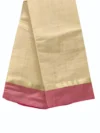 Mangalagiri plain saree with Cream color having thin line zari and thread woven border (Copy)