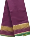 Mangalagiri plain saree with Maroon color having thin line zari and thread woven border