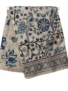Pedana Kalamkari Cotton Saree, Traditional Handblock Print, Green and Blue Floral Design, With Blouse
