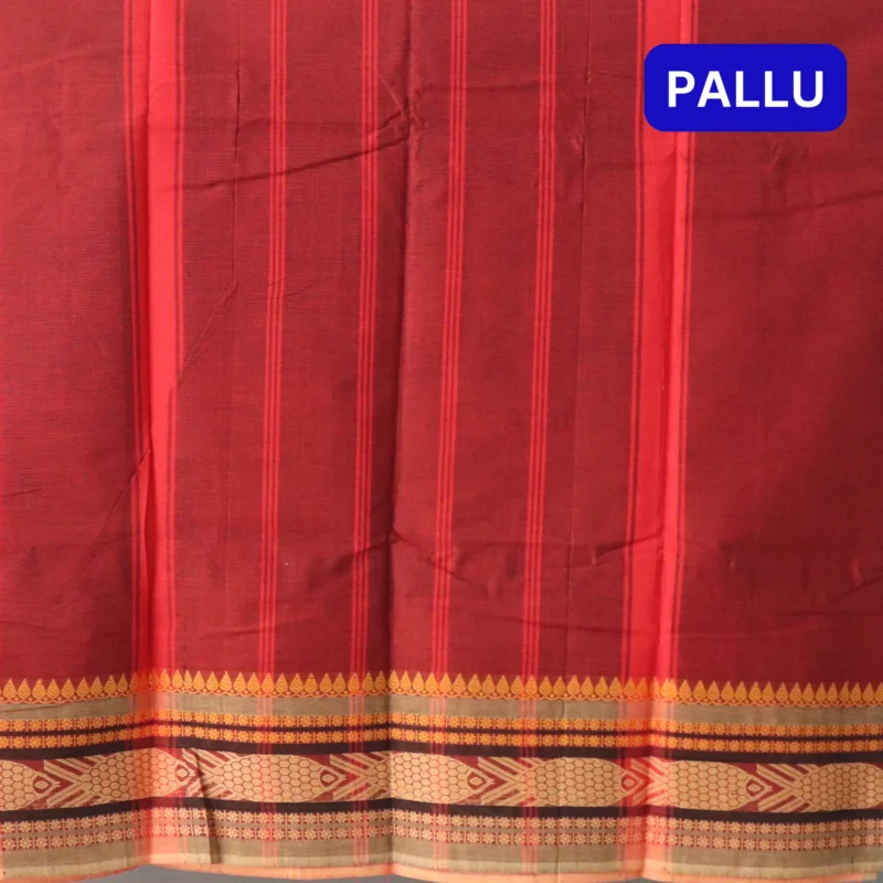 Naryanpet Pure Cotton saree dual shade of parrot green color and small hand woven buttas with Zari Jaquard Border - Image 3