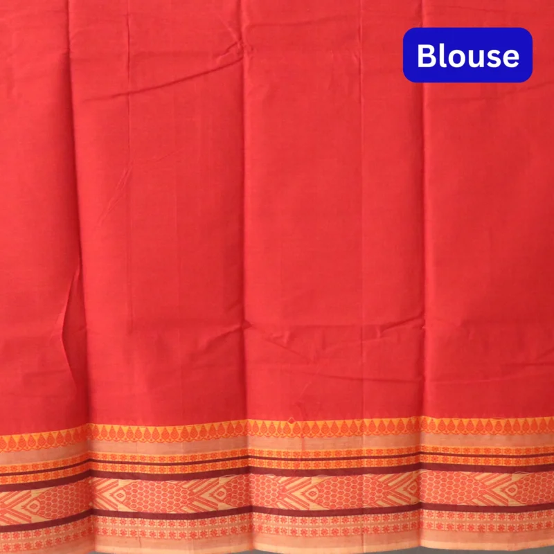 Naryanpet Pure Cotton saree dual shade of parrot green color and small hand woven buttas with Zari Jaquard Border - Image 4