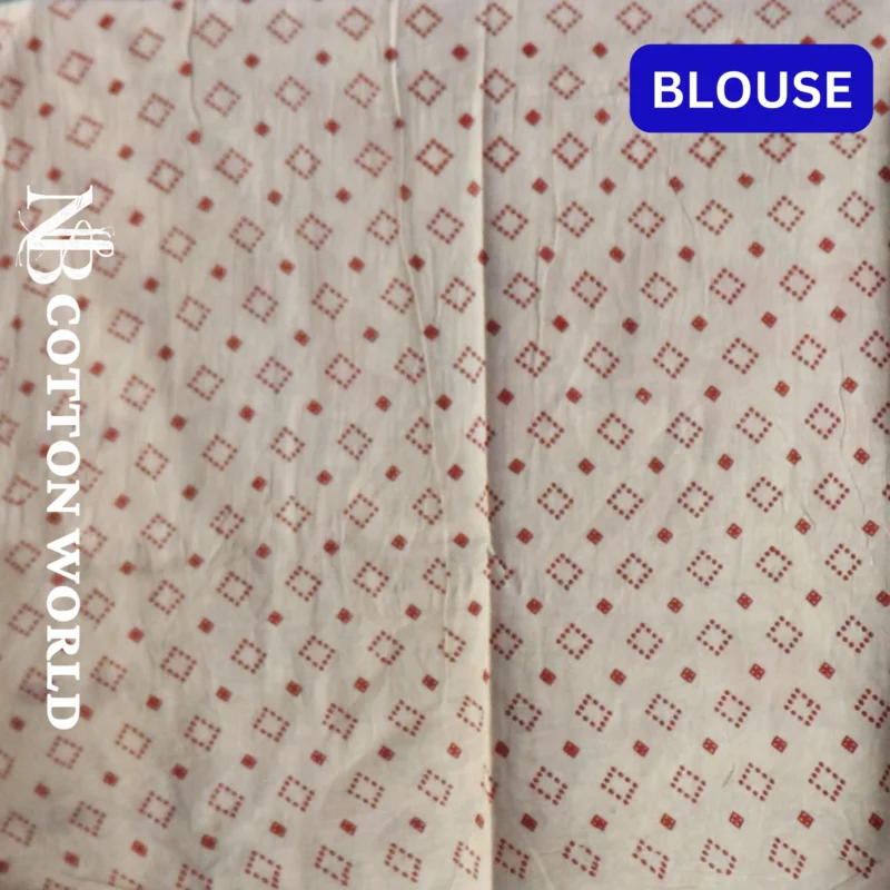 Pedana Kalamkari Cotton Saree, Traditional Handblock Print, Red and White Floral Design with Decorative Pallu - Image 4