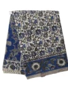Kalamkari Cotton Saree, Traditional Handloom, Blue and White Floral Pattern, Paisley Border