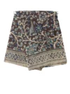 Pedana Kalamkari Cotton Saree, Traditional Handblock Print, Brown and Blue Floral Design with Geometric Border, 5.5 Metres attached 80CM Blouse